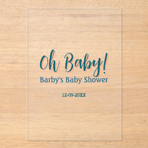 Bold type simple blue oh baby baby shower name  acrylic invitations