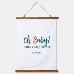 Bold type simple blue oh baby baby shower name  hanging tapestry
