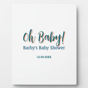 Bold type simple blue oh baby baby shower name  plaque