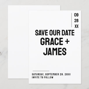 Bold Type Simple Minimalist Typography Wedding Save The Date