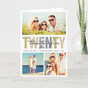 Bold Typography 2025 New Year 3 Photo Collage Holiday Card