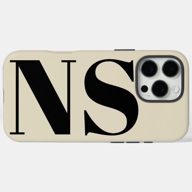 Bold Typography Black and Beige Initials Monogram Case-Mate iPhone Case (Back (Horizontal))