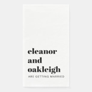 Bold Typography Black and White Modern Wedding Napkin