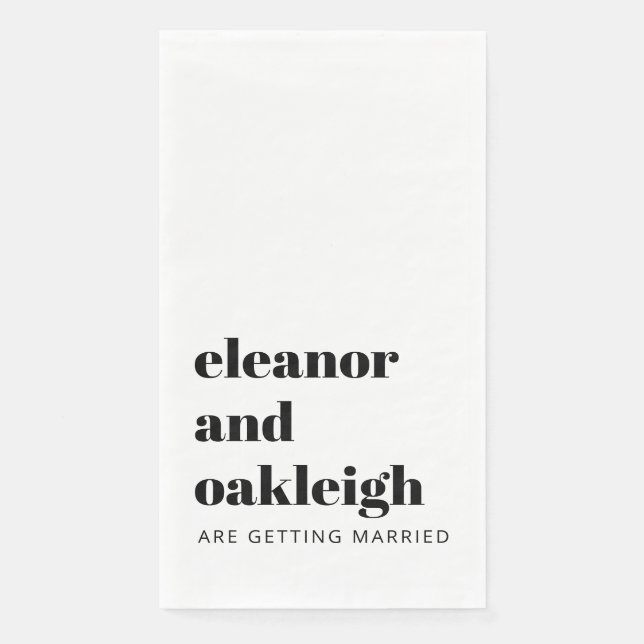 Bold Typography Black and White Modern Wedding Napkin (Front)