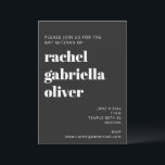 Bold Typography Black Modern Bat Mitzvah Invitation<br><div class="desc">Bold Typography Black Modern Bat Mitzvah Invitation</div>