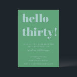 Bold Typography Blue Green Modern 30th Birthday Invitation<br><div class="desc">Bold Typography Blue and Green Modern 30th Birthday Invitation</div>