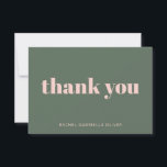 Bold Typography Blush Pink Green Custom Name Thank You Card<br><div class="desc">Bold Typography Blush Pink Green Custom Name Thank You Card</div>