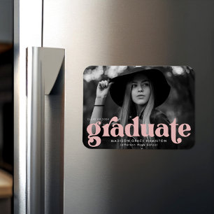 Bold Typography Blush Pink Photo Graduation Magnet