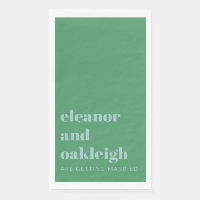 Bold Typography Bright Green Blue Modern Wedding Napkin (Front)