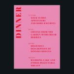 Bold Typography Bright Pink and Red Modern Wedding Menu<br><div class="desc">Bold Typography Bright Pink and Red Modern Wedding Menu</div>