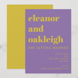Bold Typography Bright Purple Modern Wedding Invitation