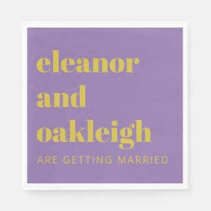 Bold Typography Bright Purple Modern Wedding  Napkin