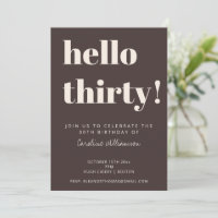 Bold Typography Brown Modern 30th Birthday Party