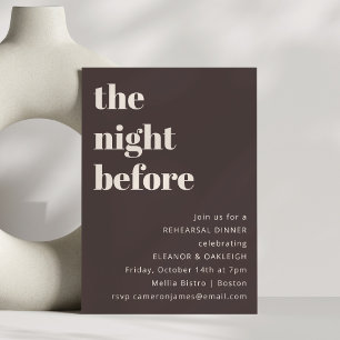 Bold Typography Brown Modern Chic Rehearsal Dinner Invitation