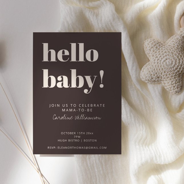 Bold Typography Brown Modern Cute Baby Shower Invitation (Creator Uploaded)