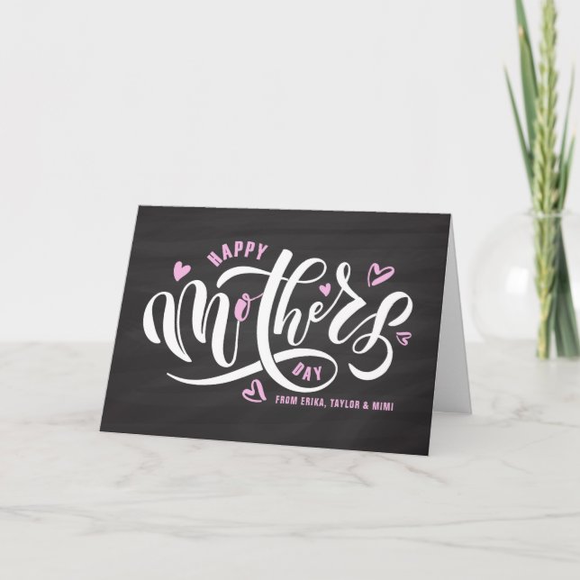 Bold Typography Chalkboard Happy Mother's Day Holiday Card (Front)