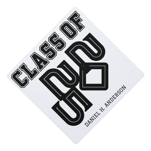 Bold Typography Class of 2024 Personalized  Graduation Cap Topper (Front)
