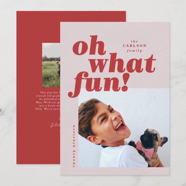 Bold Typography Colorblock Photo Christmas Card (Front/Back)