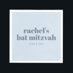 Bold Typography Cool Soft Blue Bat Mitzvah Name Napkin<br><div class="desc">This personalized Bat Mitzvah napkin features a soft icy blue background with modern typography for a clean, polished look. The cool dusty blue color works well for contemporary celebrations and photographs beautifully on reception tables. Designed for use at cocktail hour, dessert tables, or the bar. A simple detail that helps...</div>