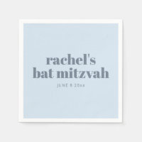 Bold Typography Cool Soft Blue Bat Mitzvah Name