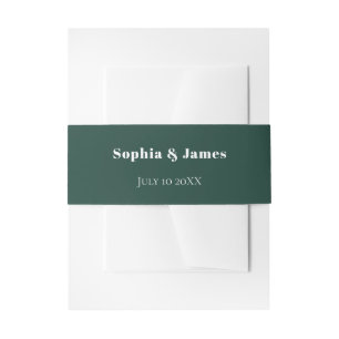 Bold Typography Emerald Green Minimalist Wedding Invitation Belly Band
