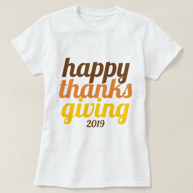 Bold typography Friendsgiving 2019 fall colour T-Shirt (Design Front)