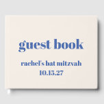 Bold Typography Ivory Blue Custom Cute Bat Mitzvah Guest Book<br><div class="desc">Bold Typography Ivory Blue Custom Cute Bat Mitzvah Guest Book</div>