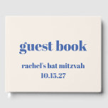Bold Typography Ivory Blue Custom Cute Bat Mitzvah Guest Book<br><div class="desc">Bold Typography Ivory Blue Custom Cute Bat Mitzvah Guest Book</div>