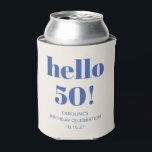 Bold Typography Ivory Blue Modern 50th Birthday  Can Cooler<br><div class="desc">Bold Typography Ivory and Blue Modern 50th Birthday Party Custom Can Cooler</div>