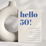 Bold Typography Ivory Blue Modern 50th Birthday  Invitation<br><div class="desc">Bold Typography Ivory and Blue Modern 50th Birthday Party Invitation</div>