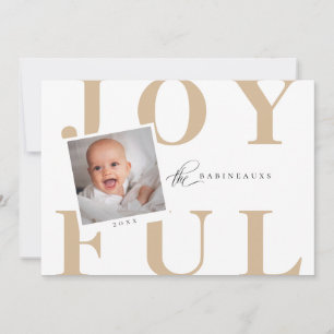 Bold Typography JOYFUL Holiday Photo Card Beige