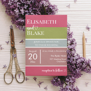 Bold Typography Magenta and Green Modern Wedding Invitation