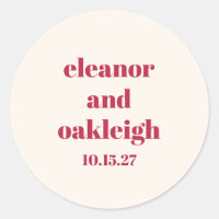Bold Typography Magenta Red Ivory Custom Wedding