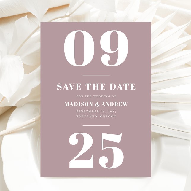Bold Typography Mauve Purple Save the Date (Creator Uploaded)