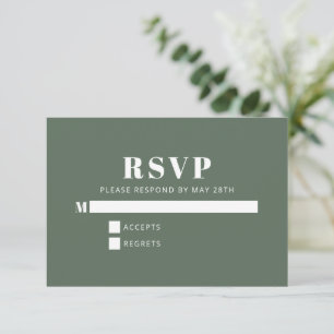 Bold Typography Minimalist Pink Green Bat Mitzvah  RSVP Card