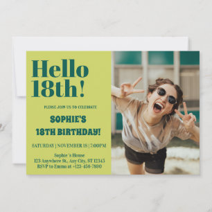 Bold Typography Modern 18th Birthday Photo Party Invitation