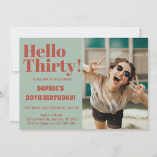 Bold Typography Modern 30th Birthday Photo Party Invitation