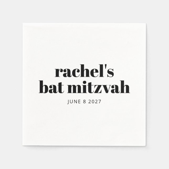 Bold Typography Modern Black White Personalized  Napkin (Front)