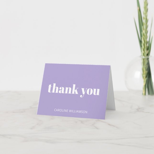 Bold Typography Modern Lavender Birthday Party  Thank You Card (Front)