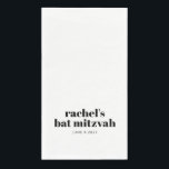 Bold Typography Modern Personalized White  Napkin<br><div class="desc">Bold Typography Modern Personalized Bat Mitzvah Paper Guest Towels with White Background</div>