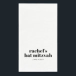 Bold Typography Modern Personalized White  Napkin<br><div class="desc">Bold Typography Modern Personalized Bat Mitzvah Paper Guest Towels with White Background</div>