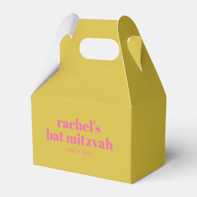 Bold Typography Modern Pink Yellow Personalized Favor Box (Front Side)