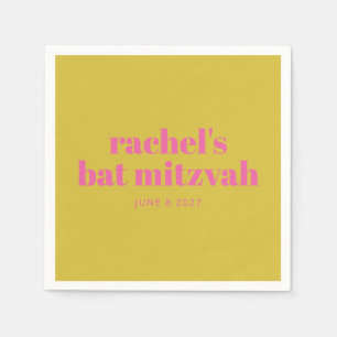 Bold Typography Modern Pink Yellow Personalized Napkin