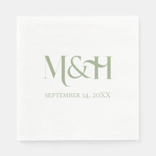 Bold Typography Modern Wedding Sage Green Napkin