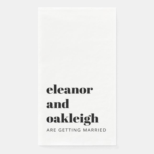 Bold Typography Modern Wedding White Background Napkin (Front)