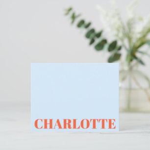 Bold Typography Personalized Blue Orange Name Card