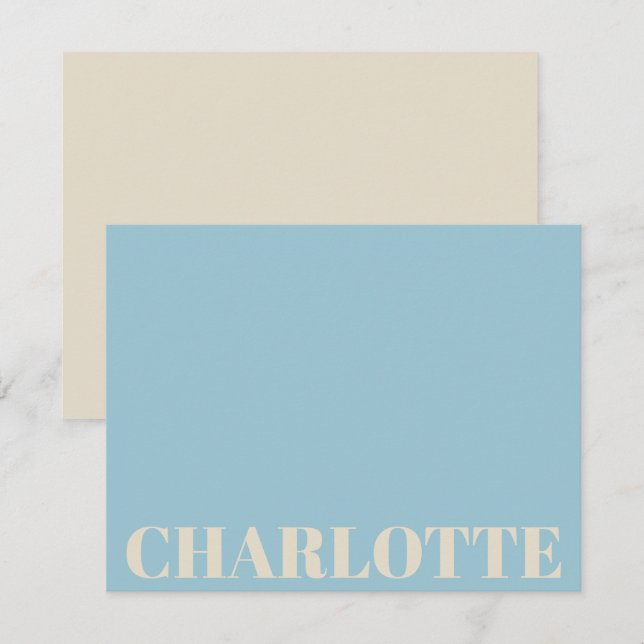 Bold Typography Personalized Name Light Blue Cream Card (Front/Back)