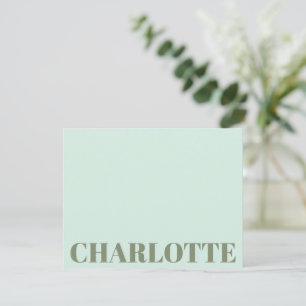 Bold Typography Personalized Name Mint Sage Green Card