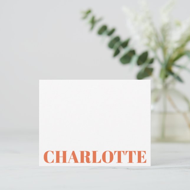 Bold Typography Personalized Name Orange Card (Standing Front)
