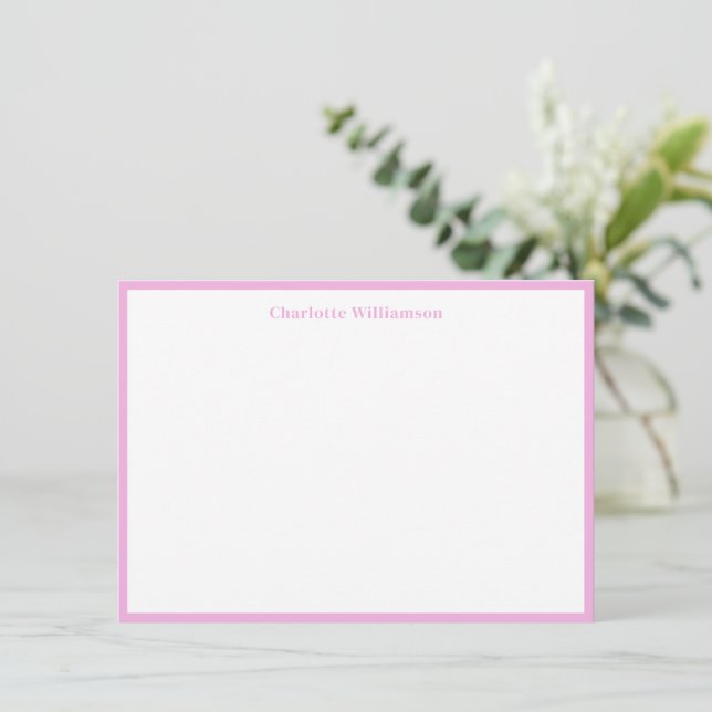 Bold Typography Personalized Name Pink Border Thank You Card (Standing Front)